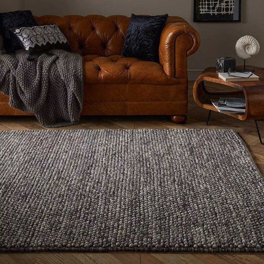 Esselle Delilah Mottled Wool Small Pebble Rug in Grey, W: 120 cm x L: 170 cm – 3