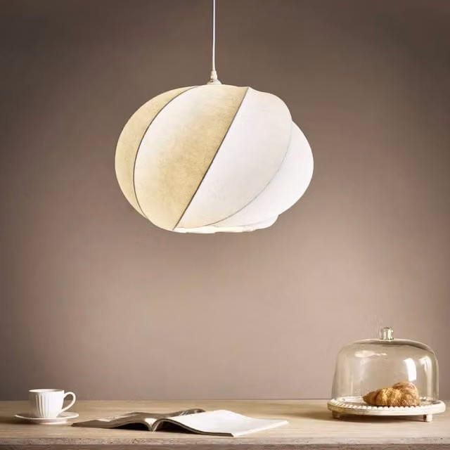 Wyld and Coco White Faux Silk and Metal Scandinavian Pendant Lamp – 1