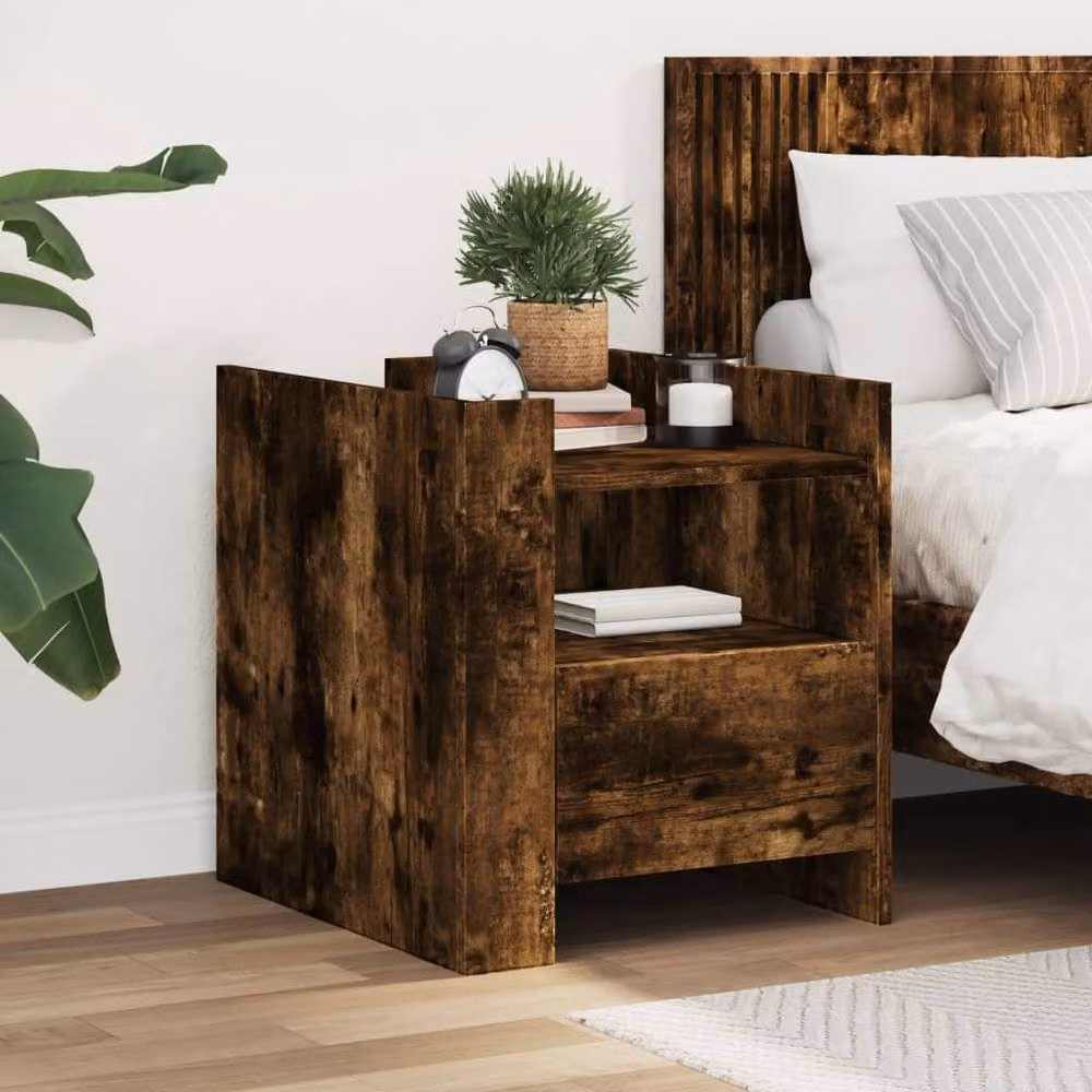Berkfield Home Bedside Cabinet in Smoked Oak Brown, W/D/H: 45 x 50 x 50 cm – 2