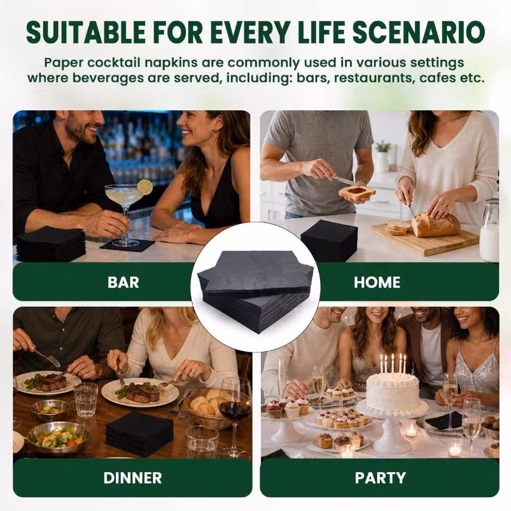 ECONX Black 2-Ply 4-Fold Paper Napkins, 2000 Pack – 3