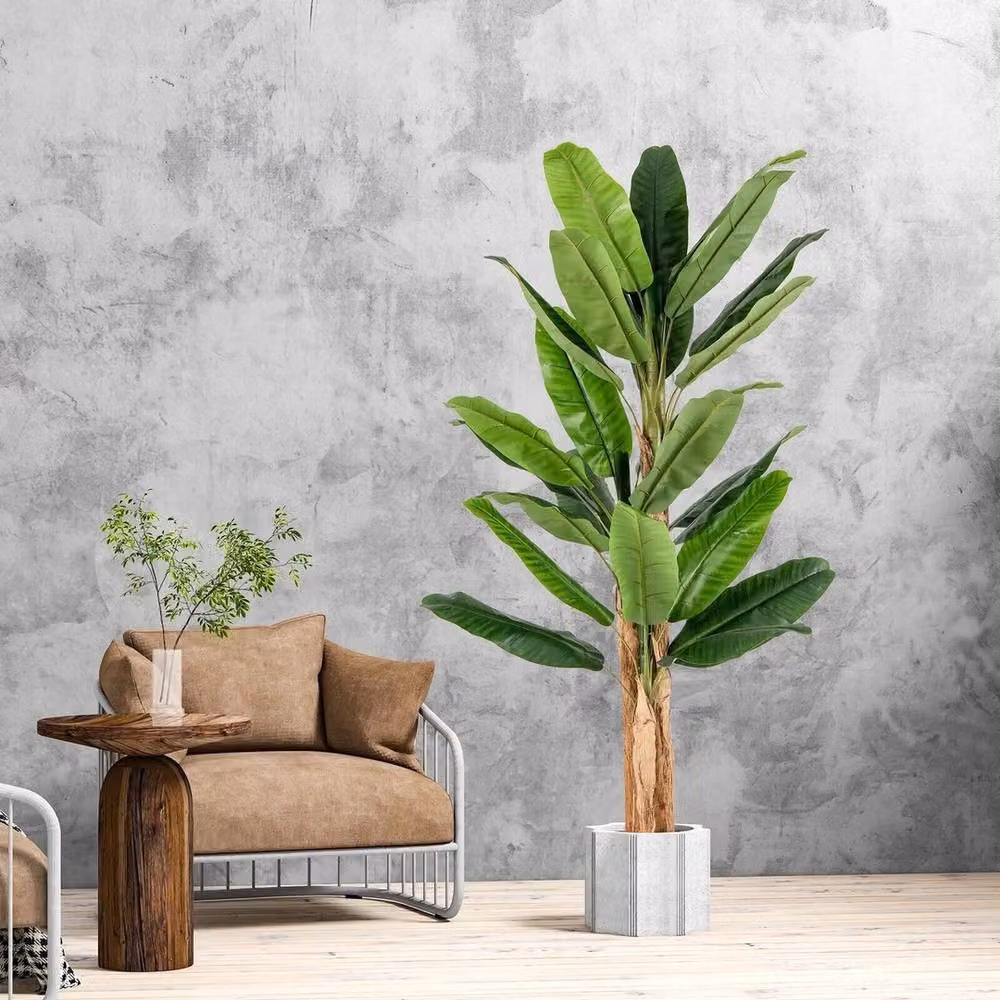 NESTLUNE Green Fake Banana Tree with 27 Large Leaves – 2