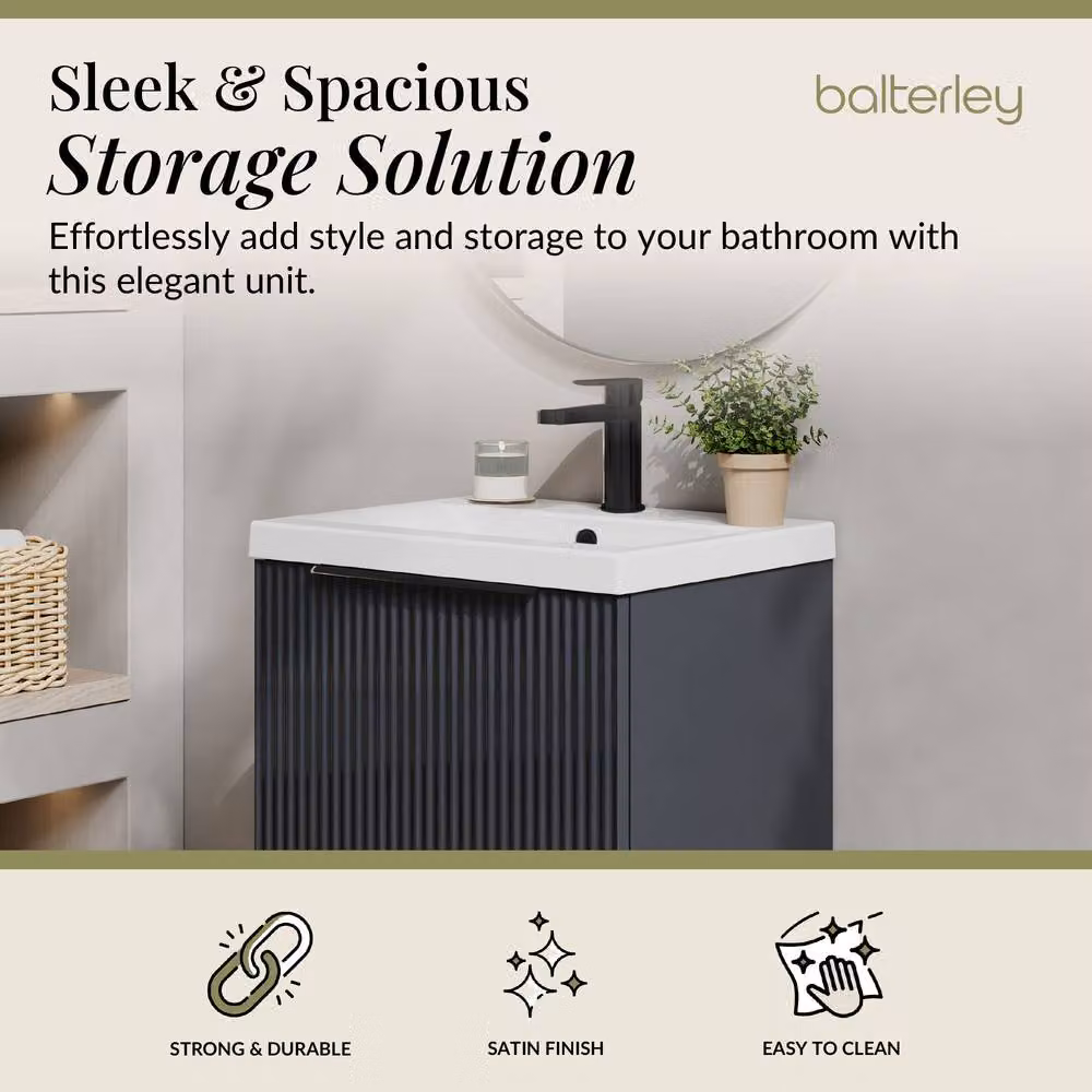 Balterley Contemporary Single Drawer Vanity Basin Unit, Dark Grey, W: 50 cm – 2