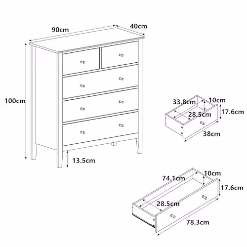 Core Products Henley 5 Drawer Chest of Drawers in Light Oak with Gold Handles – 2