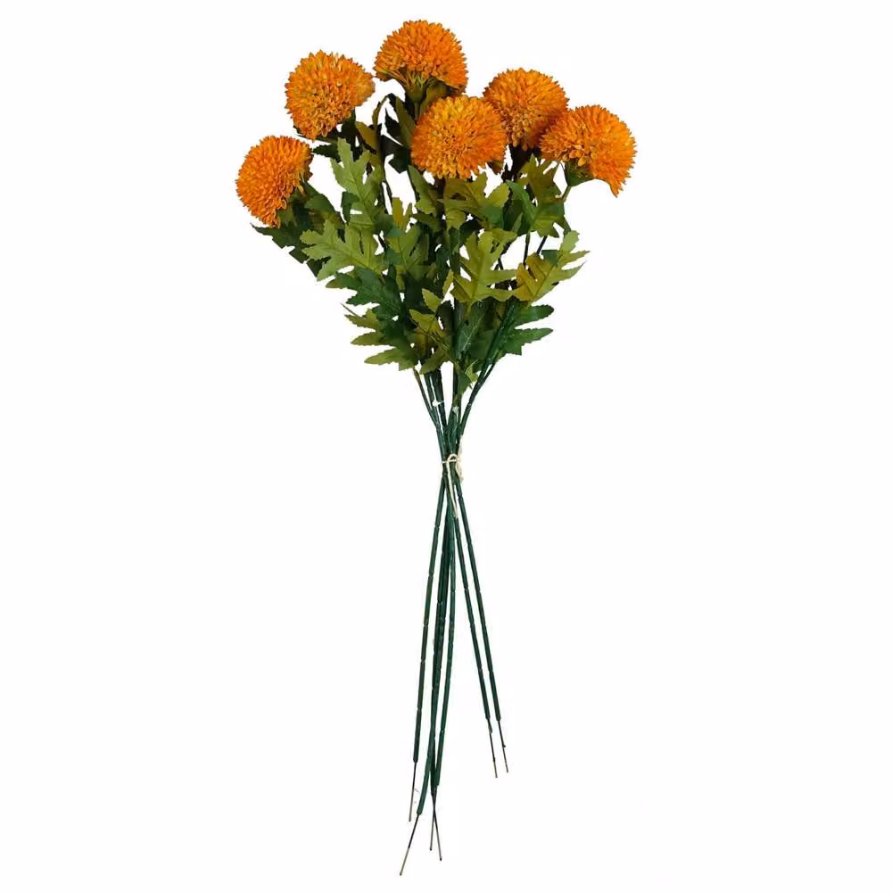 Leaf Botanik Yellow Artificial Dahlia Flower Stems, Pack of 6, Height: 70 cm – 4