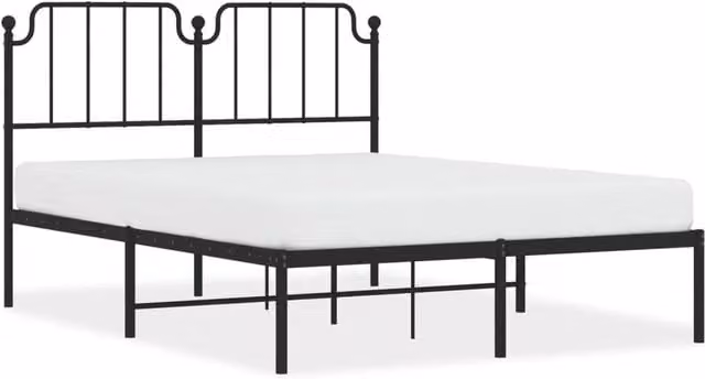 Berkfield Home Metal Bed Frame with Headboard in Black, W/D/H: 140 x 190 cm