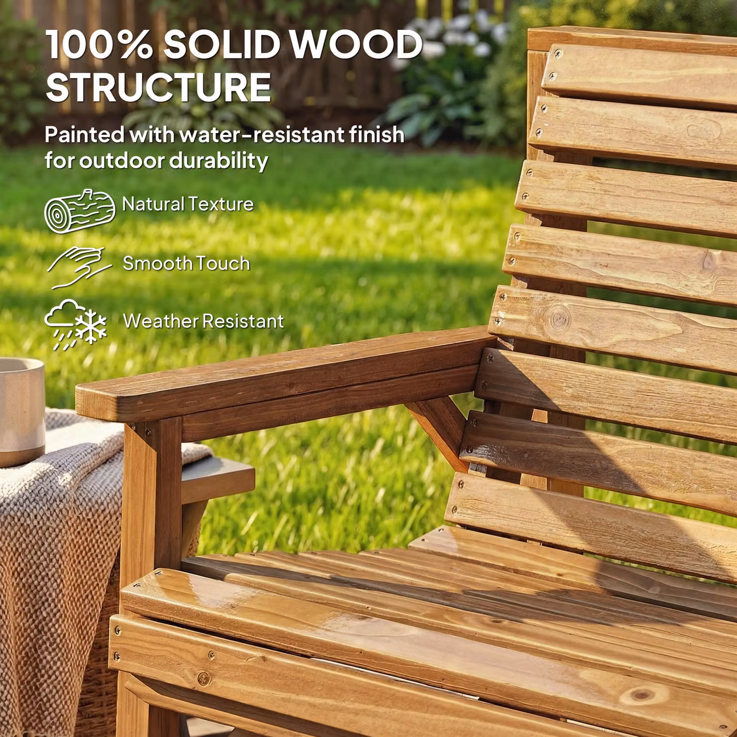 Outsunny Rustic Brown Treated Hardwood Garden Furniture Set with Rectangular Table, Bench and Chairs – 5