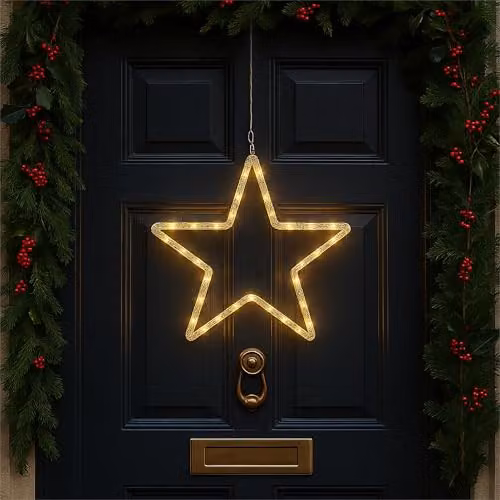 Xmas Haus Warm White LED Hanging Star, Black, 25 cm – 1