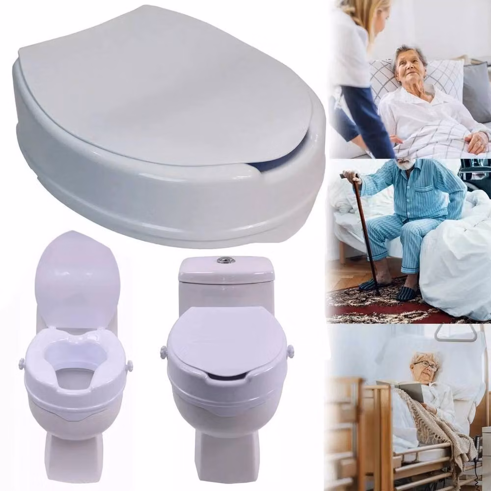 Kelvenix Pepe Raised Toilet Seat with Lid, 4 Inch Riser, White, W: 52 cm – 3