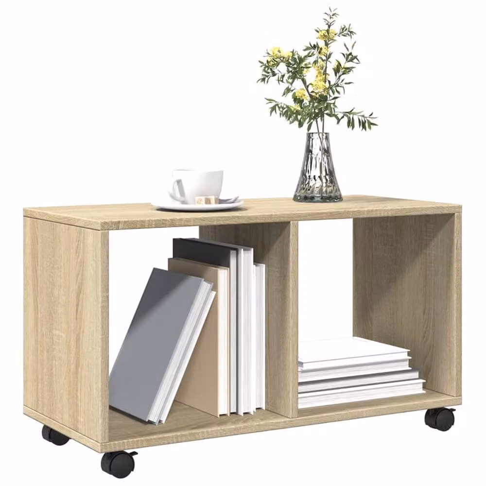 Berkfield Home vidaXL Rolling Cabinet in Sonoma Oak, Light Tan, W/D/H: 72 x 33 x 42.5 cm – 3