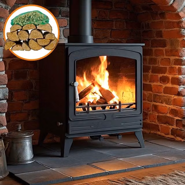 RoyalFire 8.5kW Steel Eco Multifuel Stove and Firewood Starter Kit in Grey or Black