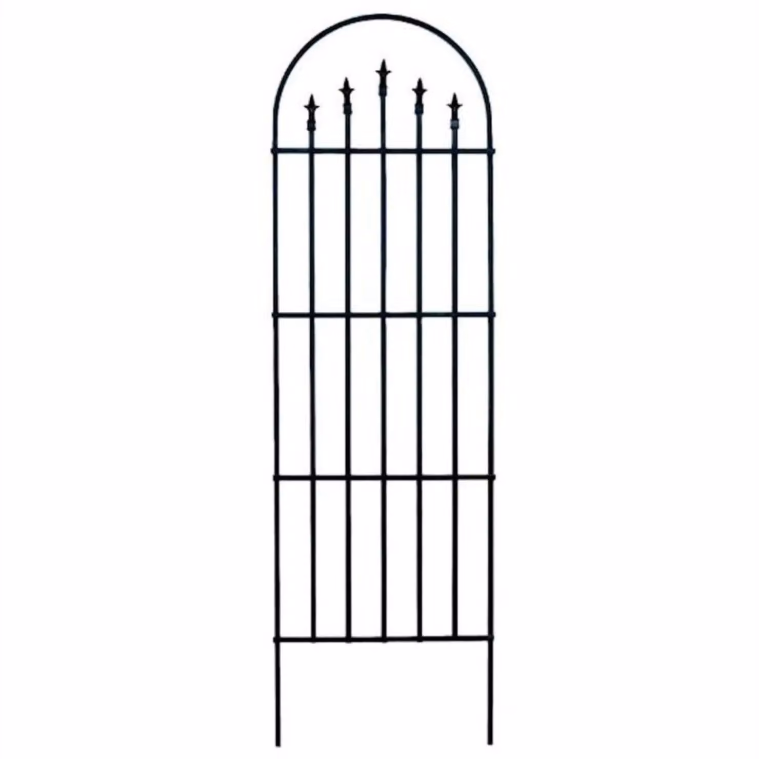 Primrose French Arch Metal Trellis with Finials in Black, Height: 203 cm – 2