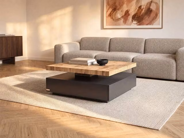 Vente-unique Anthracite and Grey MDF Coffee Table with One Drawer and Swivelling Tray, W/D/H: 80 x 50 x 42 cm