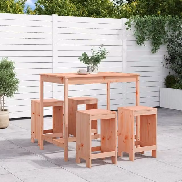 Berkfield Home 5 Piece Solid Wood Douglas Garden Bar Set in Brown