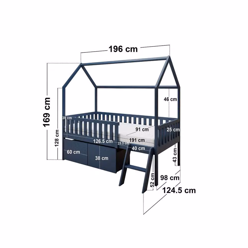Flair Explorer Single Mid Sleeper Bed with Toy Box in Blue, W/D/H: 196.0 x 124.5 x 169.0 cm – 3