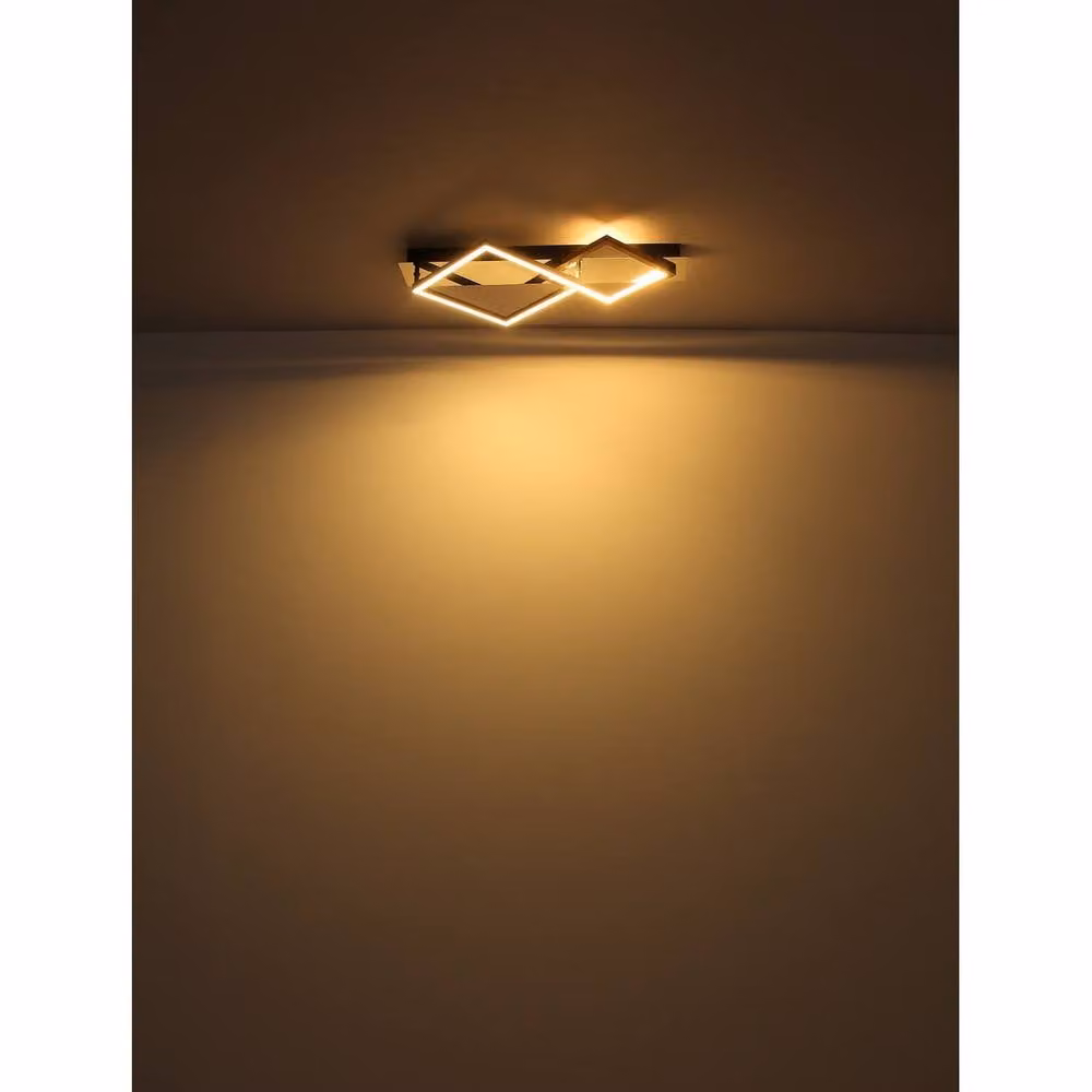 Netlighting Lesina Semi Flush Ceiling Light in Gold/Brass with Warm White LED – 2
