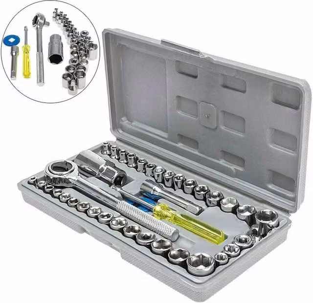Nordara 40-Piece Carbon Steel Socket Wrench Set in Grey – 1