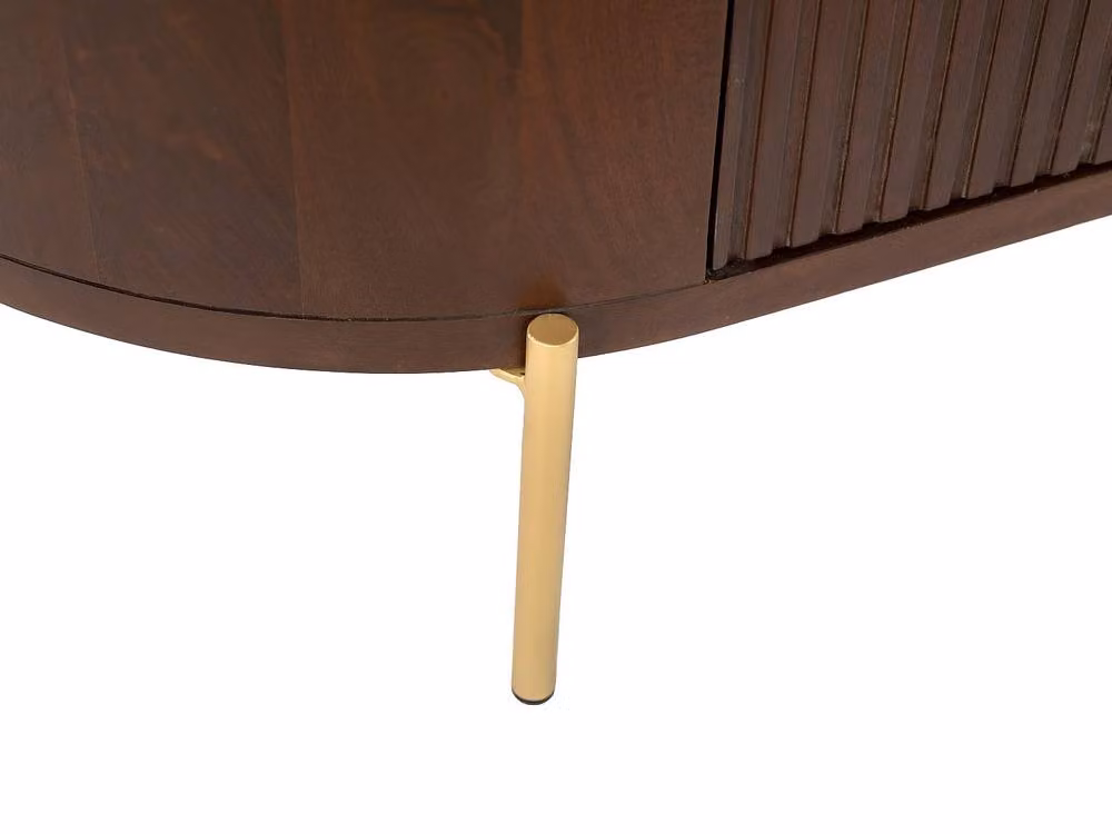 Vente-unique Mango Wood and Metal Sideboard with 2 Doors, Brown and Gold – 4