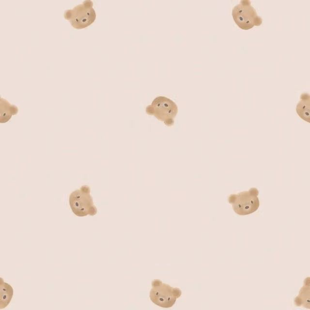 I Love Wallpaper Cozy Bear Kids Wallpaper in Stone, Beige and Yellow