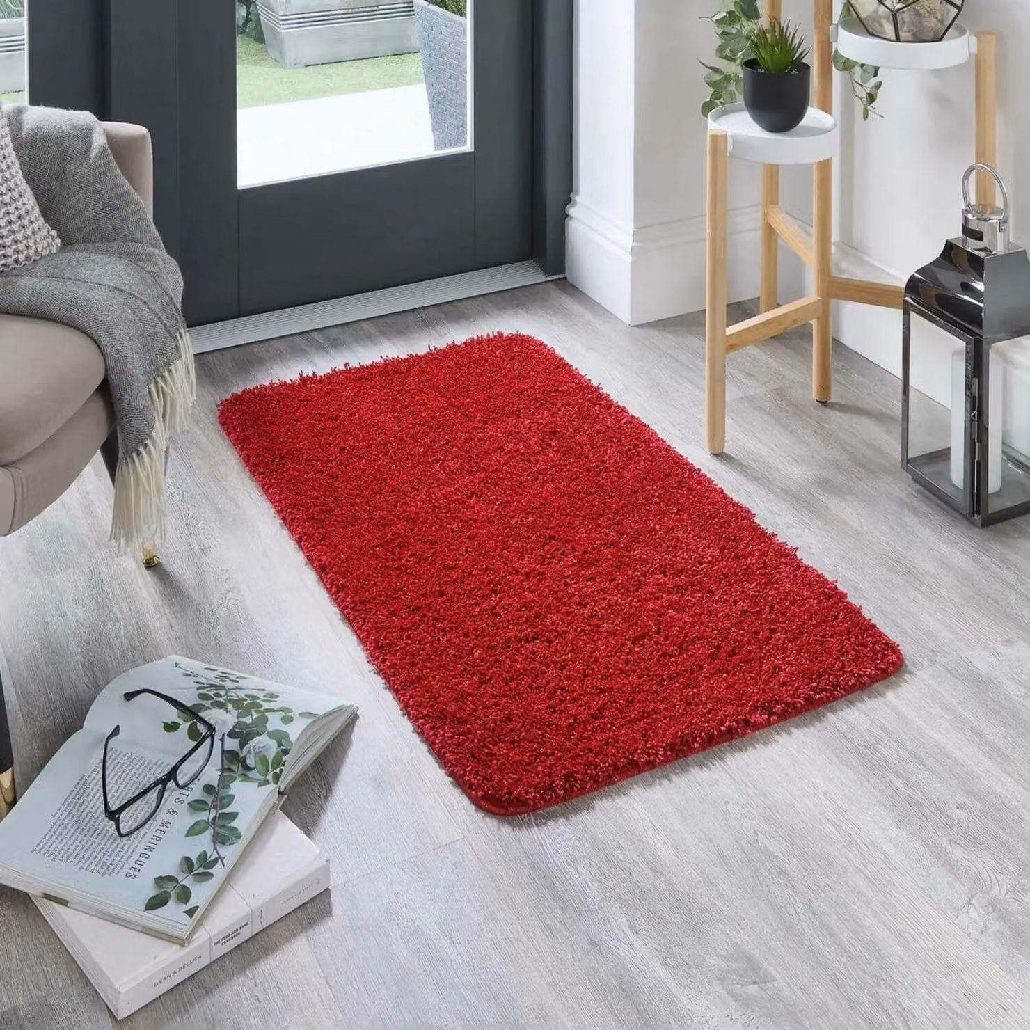 THE RUGS Red Plain Shaggy Rug, Washable, Non-Slip and Stain Resistant, W: 67 cm, L: 200 cm – 6