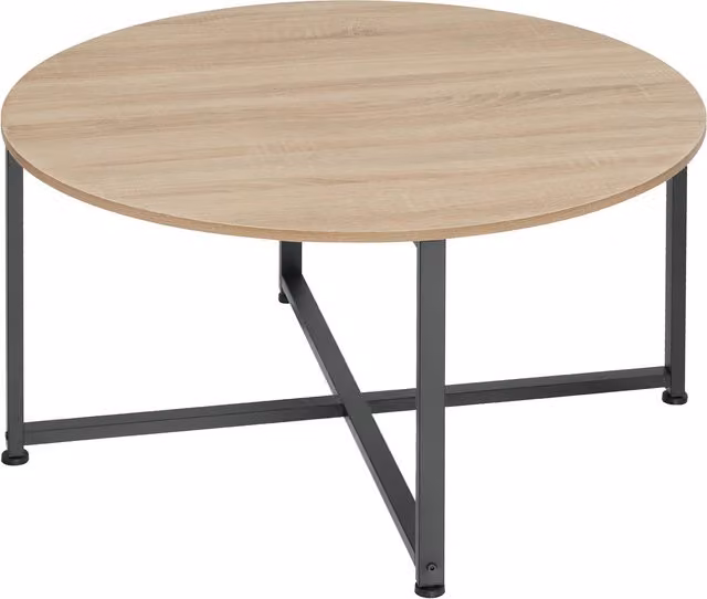 tectake Aberdeen Industrial Round Coffee Table in Oak Sonoma and Black