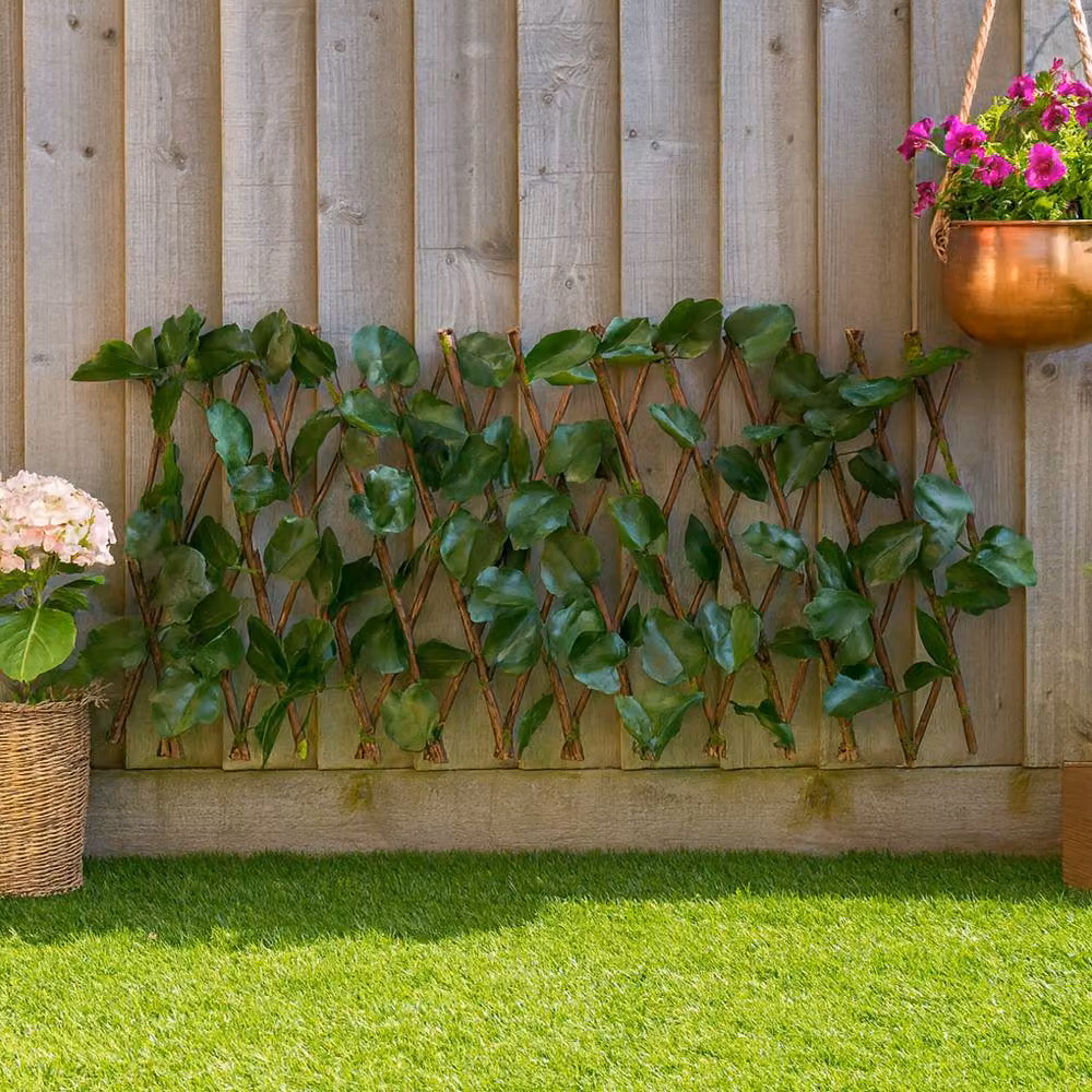 Voltico Artificial Ivy Trellis Garden Screen in Green and Brown, W: 120 cm, H: 36 cm – 2