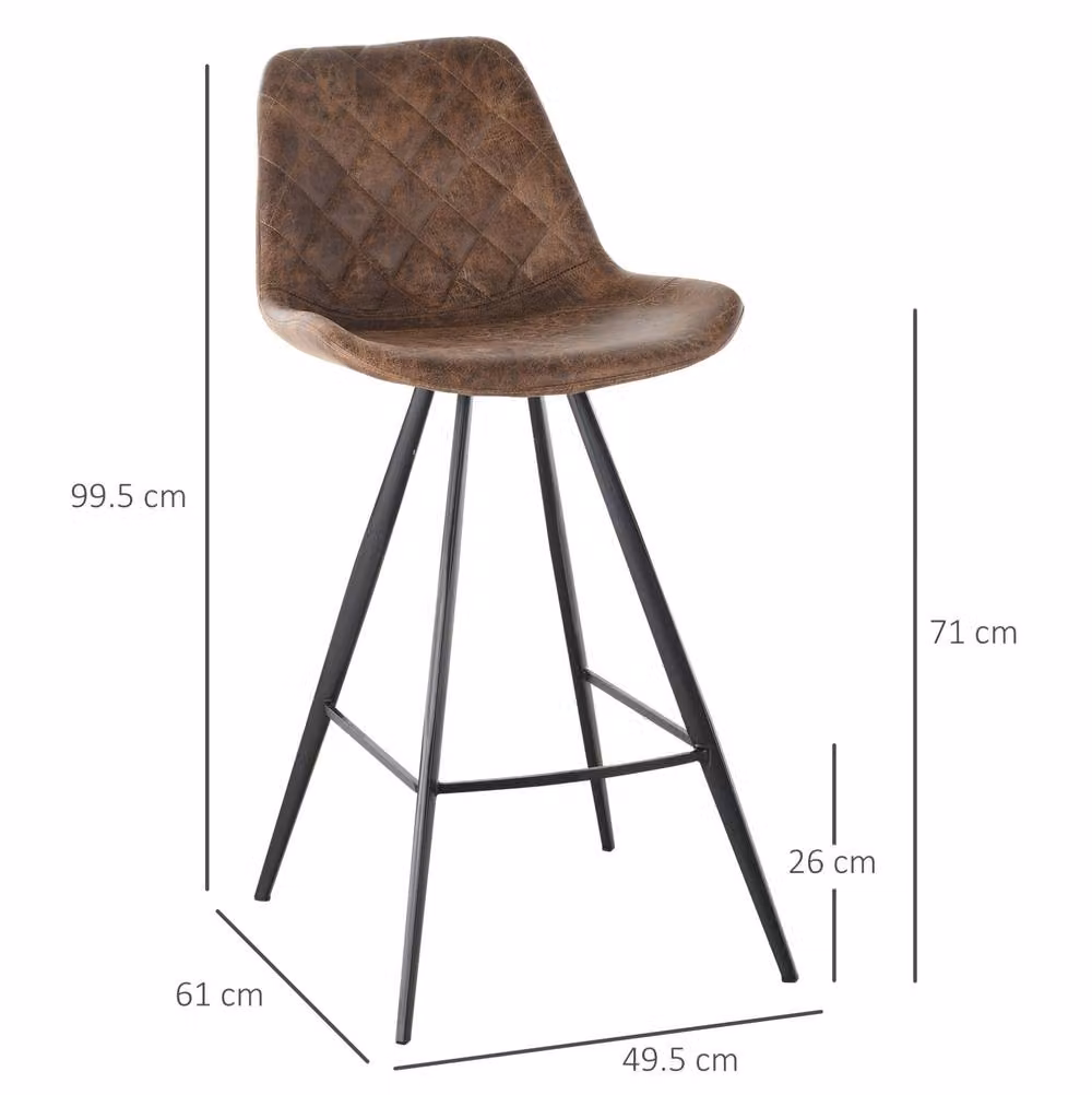STILVORA Set of 2 Vintage Brown Synthetic Leather Bar Stools with Metal Frame – 2