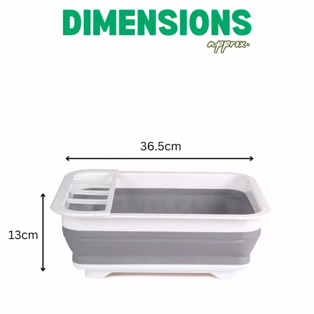 Marco Paul Large Collapsible Silicone Dish Drainer with Cutlery Holder in Grey, W/D/H: 31.5 x 13.0 x 31.5 cm – 2