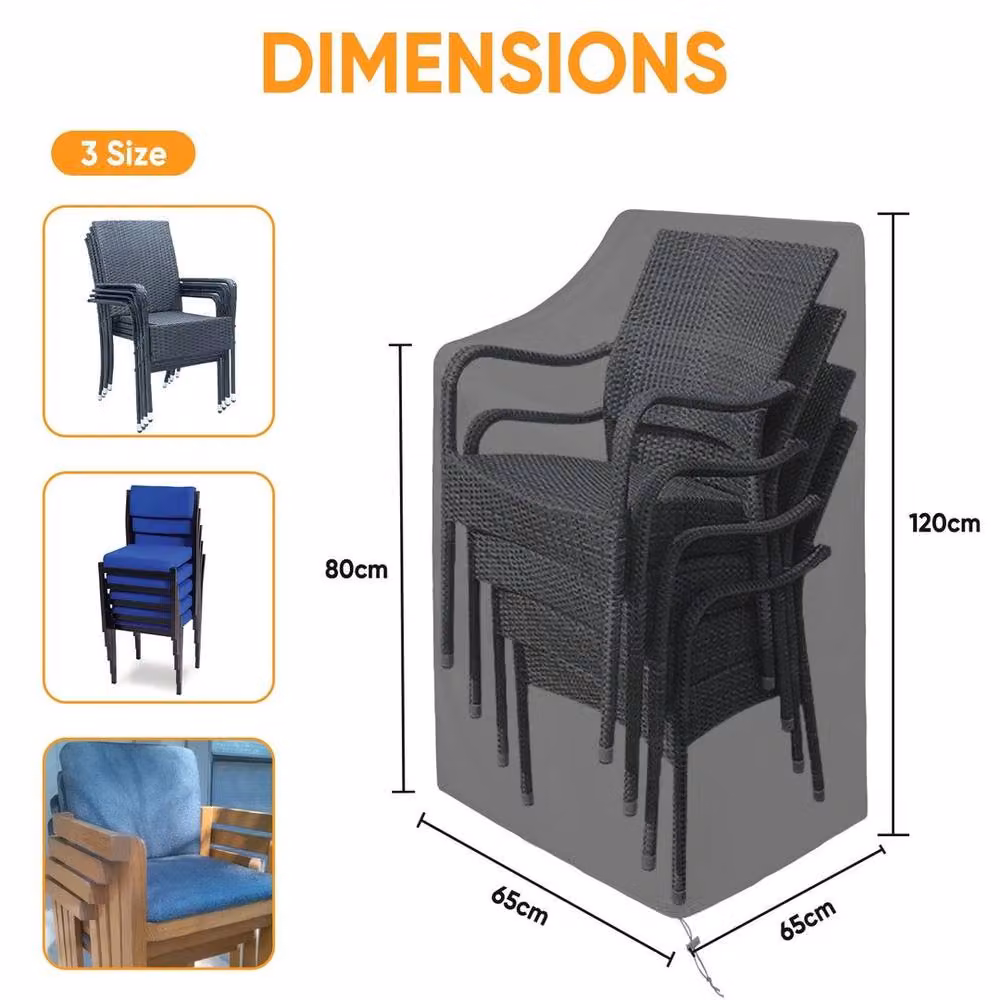 KORVIXA Waterproof Black Polyester Stacking Dining Chair Cover – 2