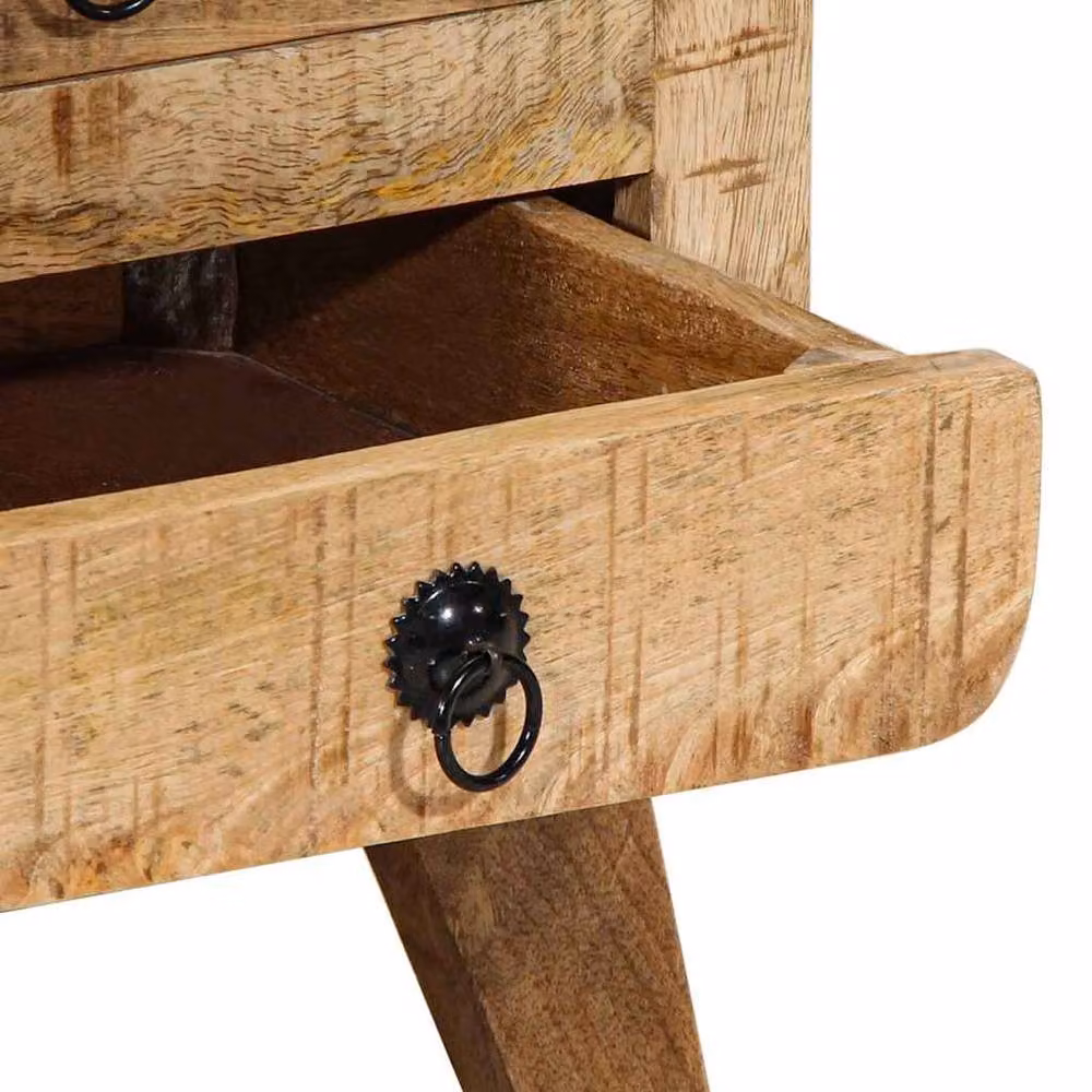 Berkfield Home Rustic Solid Mango Wood Bedside Cabinet in Brown, W/D/H: 37 x 32 x 50 cm – 2