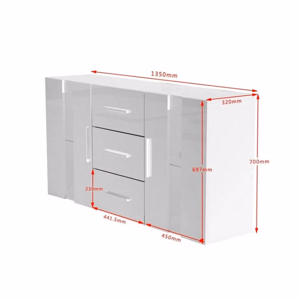 FORGEVIO White Modern Freestanding Storage Cabinet with High Gloss Hinged Doors – 2