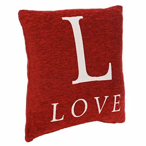 Orsina Red Chenille Love Words Square Cushion, 45 x 45 cm – 2