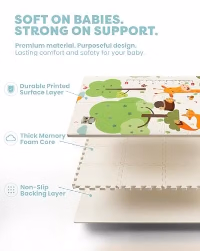 Kidoola Reversible Large Baby Play Mat in Neutral Multicolour, XPE Foam, W/D: 200 x 80 cm – 2