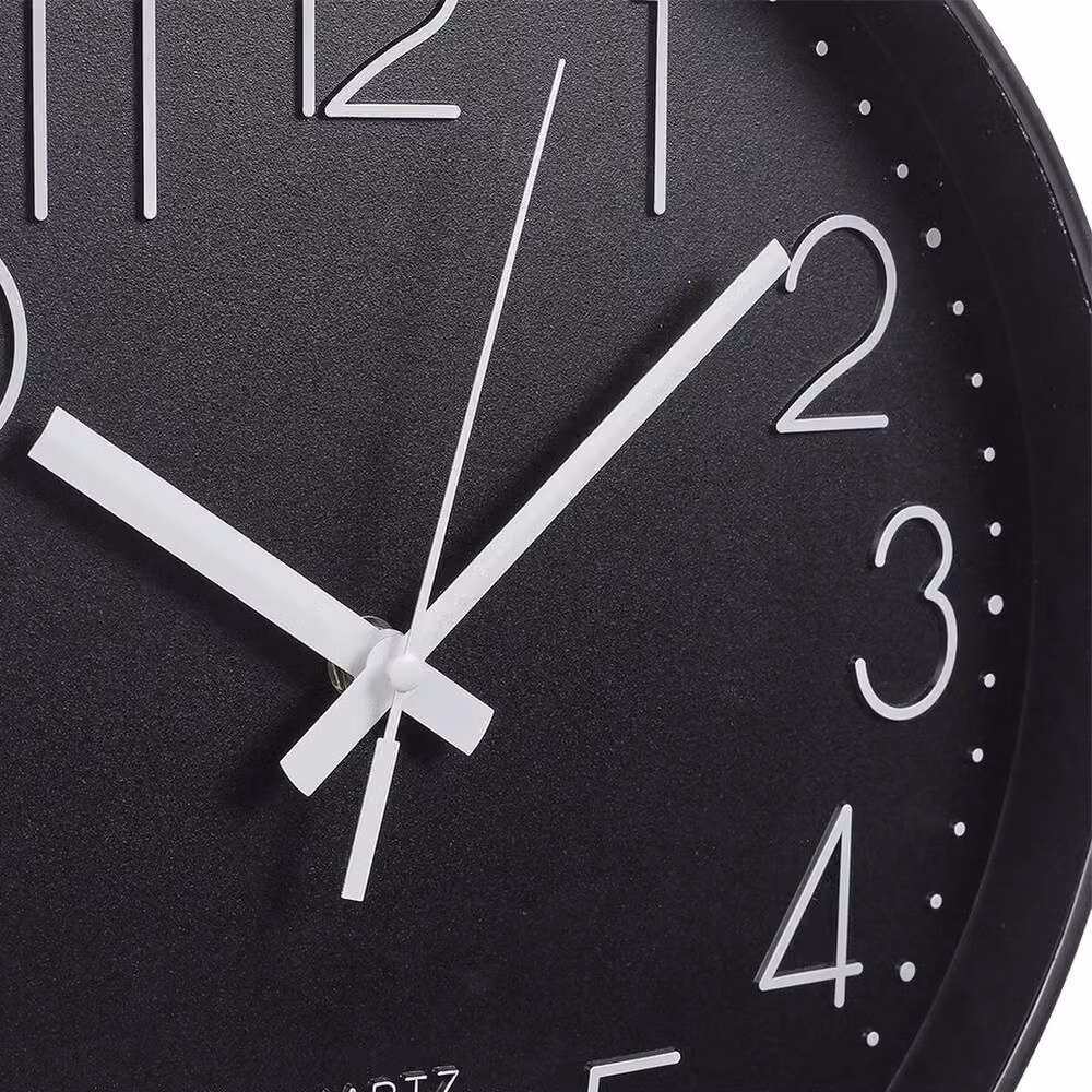 KORVIXA Round Analog Wall Clock in Black with Glass Face, Diameter: 30.48 cm – 4