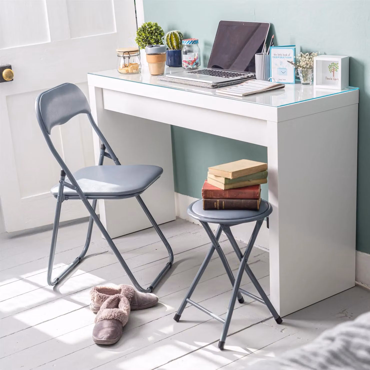 Harbour Housewares Pack of 4 Padded Folding Chairs in Grey – 3