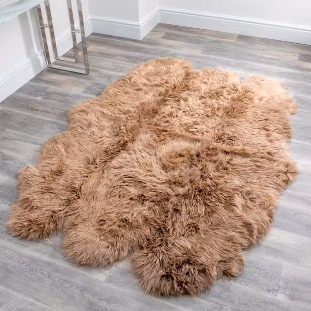 Native Natural Sextuple Pelt Sheepskin Rug in Brown