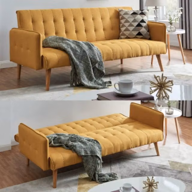 Bravich LTD Mario 3 Seater Click Clack Sofa Bed in Yellow – 1