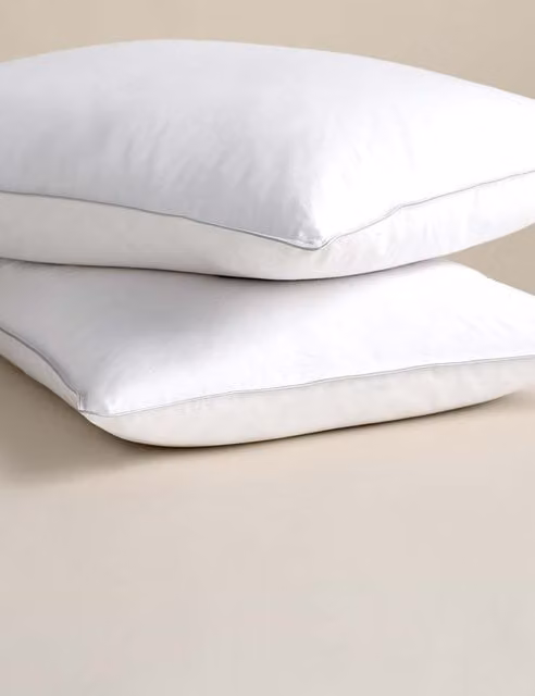 M&S 2 Pack Soft White Down and Feather Cotton Pillows