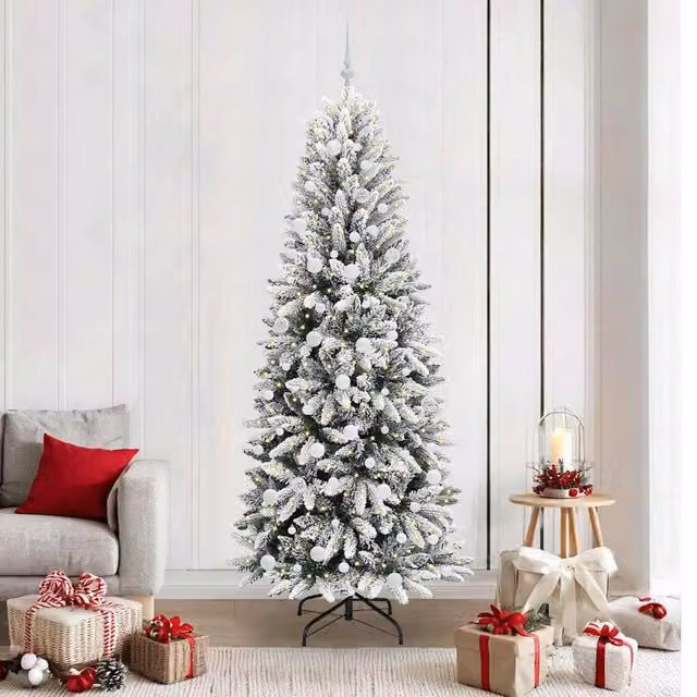 Berkfield Home Artificial Christmas Tree with 300 White LEDs, W/D/H: 78 x 78 x 210 cm