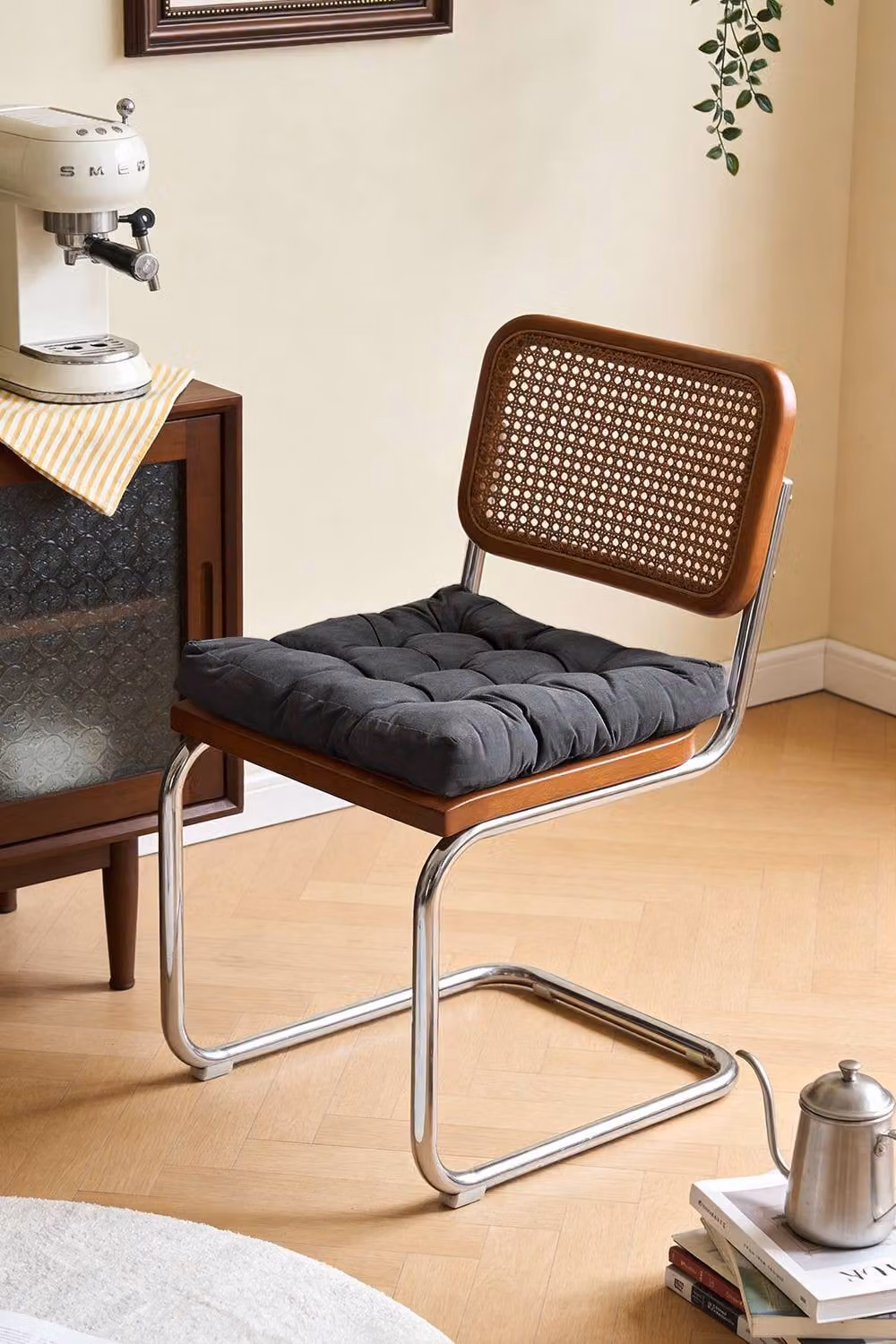 Living and Home Comfort Padded Corduroy Chair Cushion in Grey, W/D: 55 x 55 cm – 4