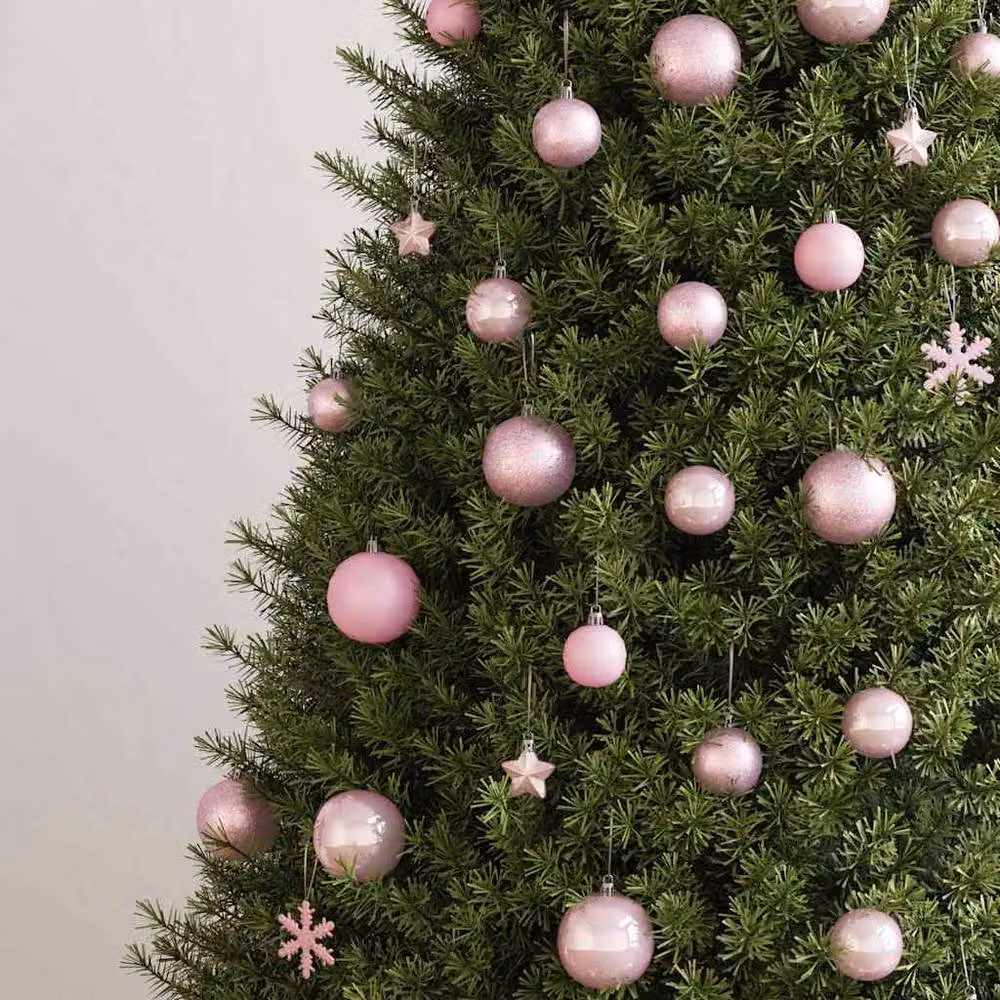 Berkfield Home 111 Piece Pink Christmas Bauble and Tree Topper Set – 3