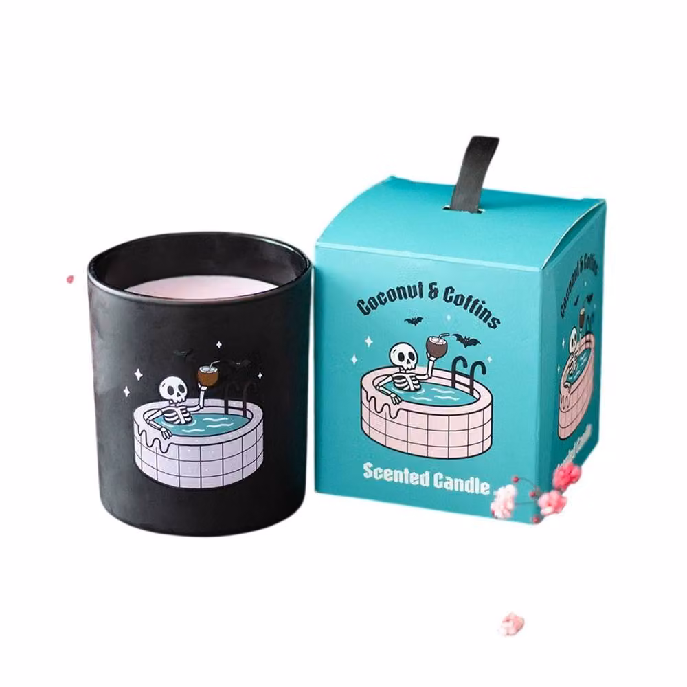 Something Different Coconut and Coffins Scented Candle in Black – 2