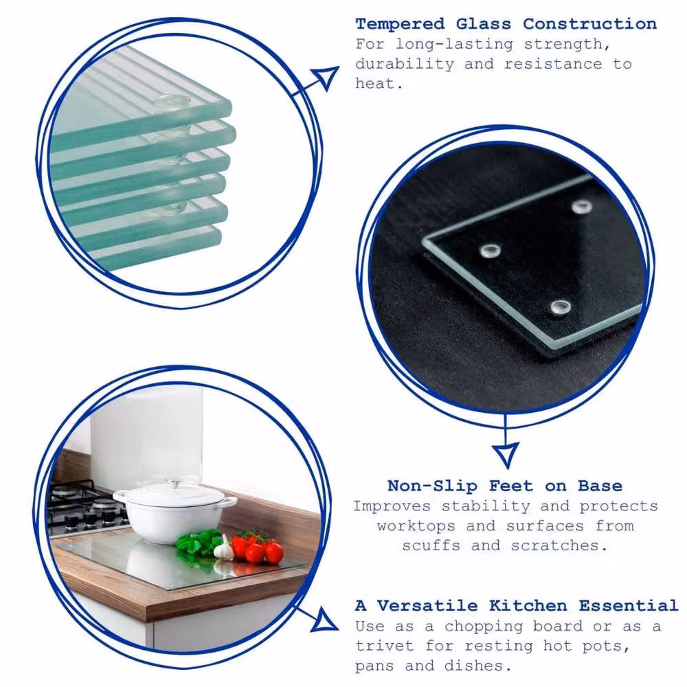 Havendro Transparent Glass Rectangular Chopping Board, W: 50 cm, D: 40 cm – 2