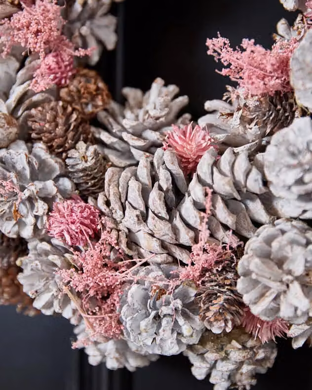 Dibor Traditional Pink and Silver Pinecone Christmas Wreath, Diameter: 39 cm – 3