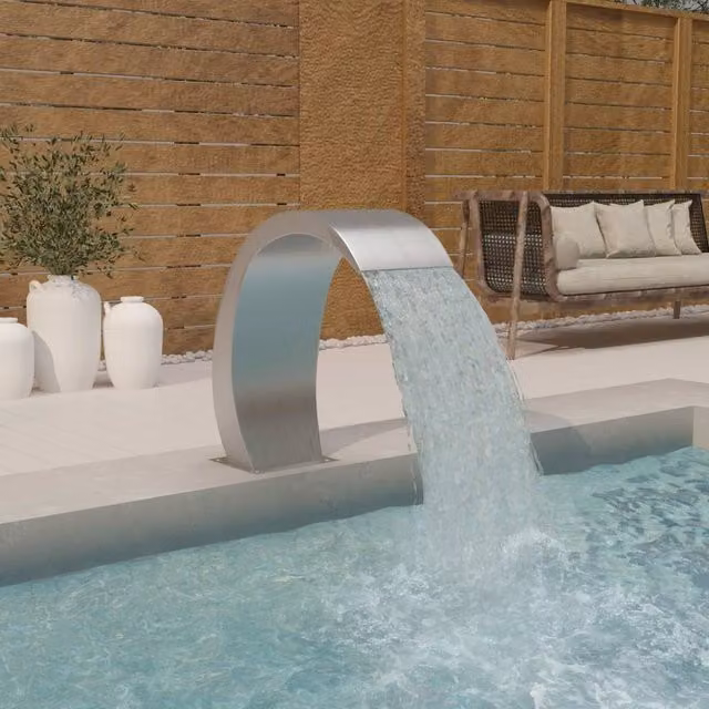 Berkfield Home Pool Fountain in Silver Stainless Steel, W/D/H: 22 x 60 x 70 cm – 1