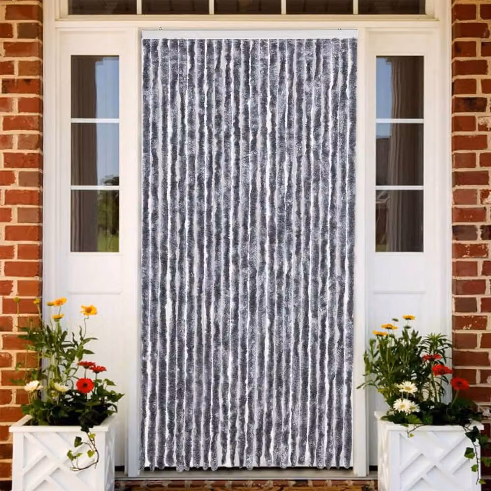 Berkfield Home Silver Chenille Fly Curtain, W: 100 cm, H: 200 cm – 2