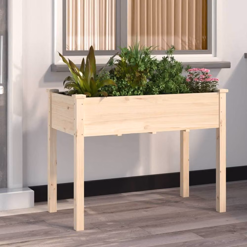 Berkfield Home Beige Wood Planter Tub, W/D/H: 118 x 59 x 76 cm – 2