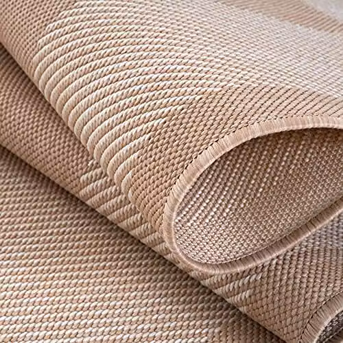 THE RUGS Bordered Beige Indoor and Outdoor Rectangular Rug, W/D: 80 x 150 cm – 3