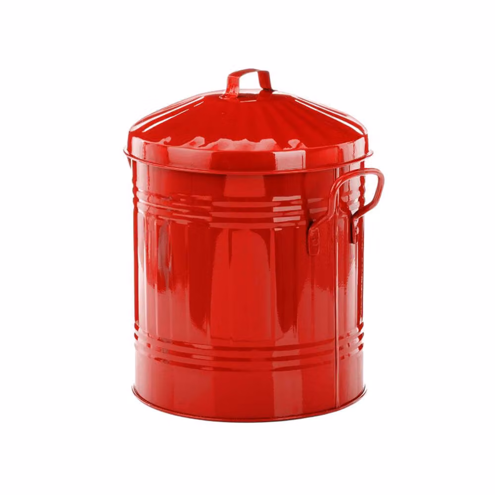 Leecroft Metal Mini Bin with Flip Lid, Red, W: 30.48 cm, D: 25.4 cm, H: 30.48 cm – 2