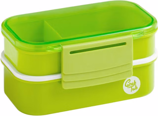 Orsina Leakproof Portable Lunch Box with Cutlery in Green and White