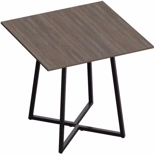 FLAVORA Grey Square Dining Table with Industrial Metal Legs, W/D/H: 80 x 80 x 80 cm